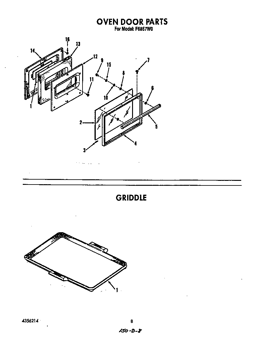 Roper F6857W0 oven door diagram