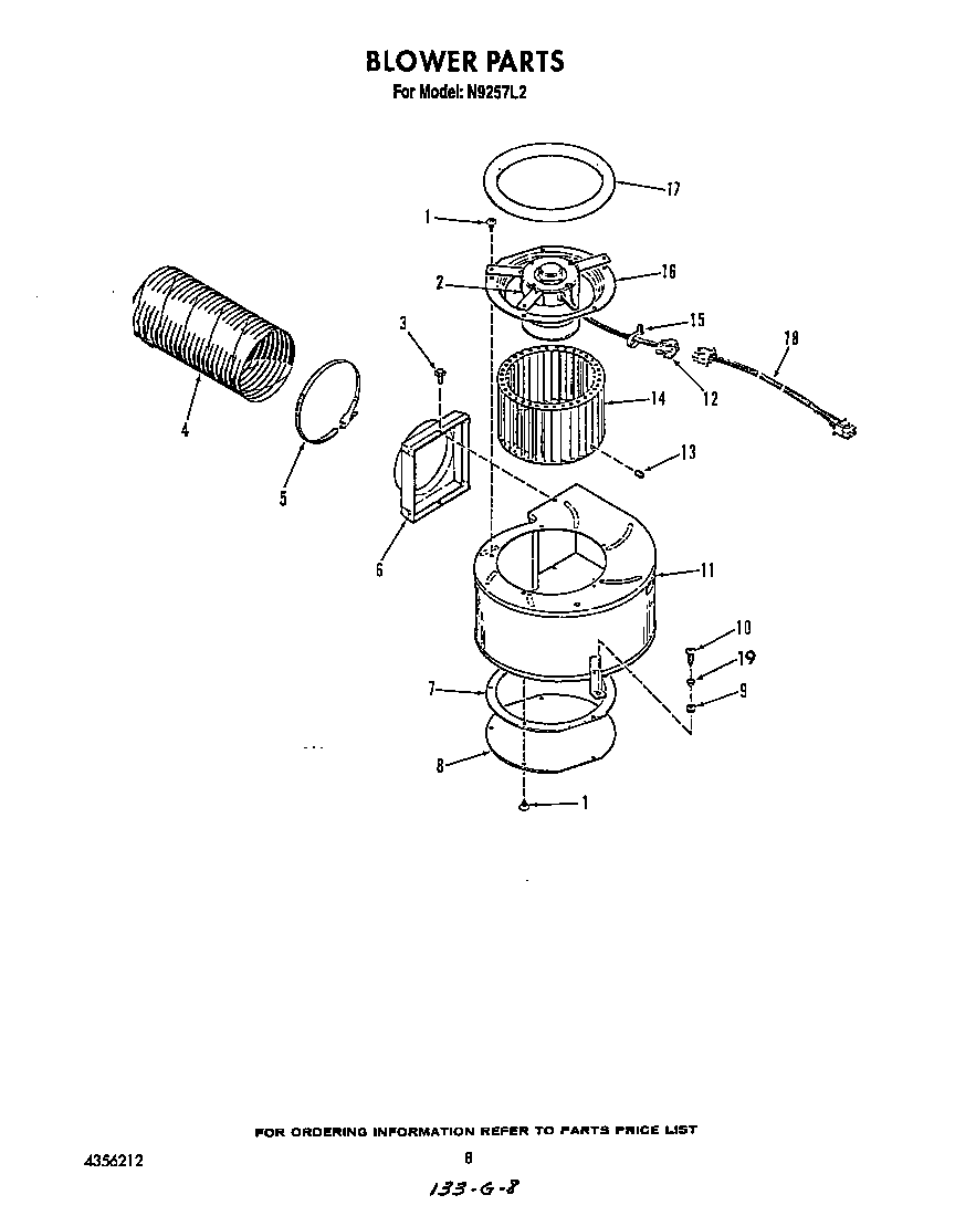 Roper N9257L2 blower diagram