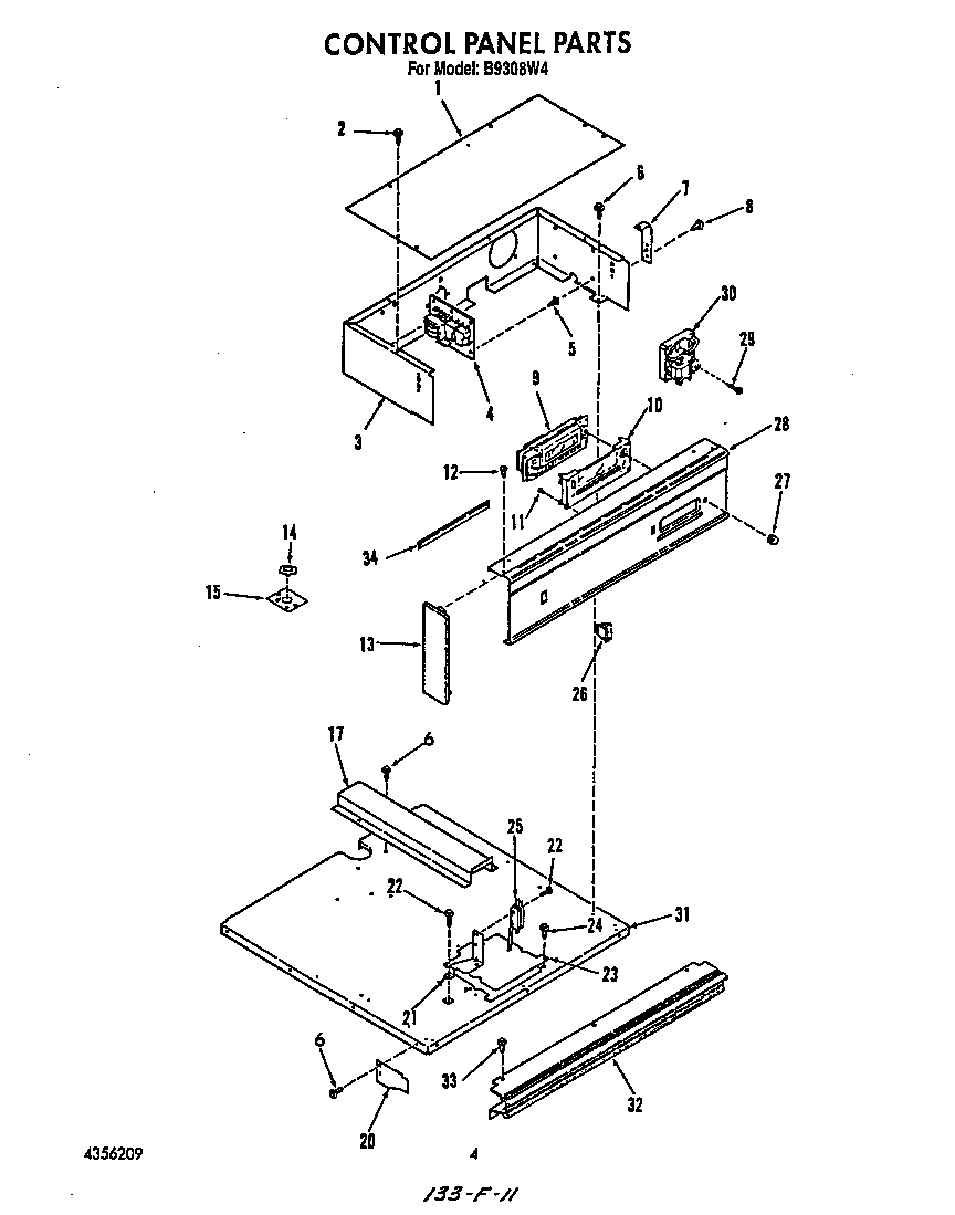 Roper B9308W4 control panel diagram