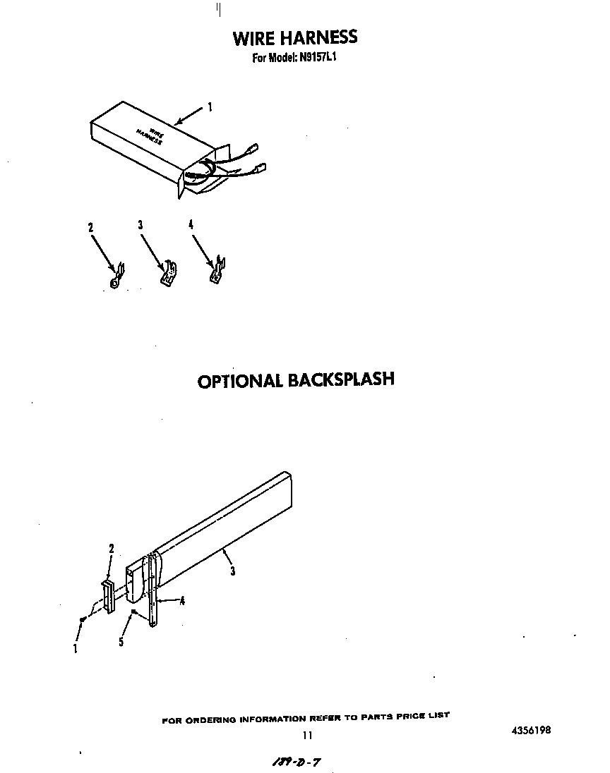 Roper N9157L1 ^backsplash diagram