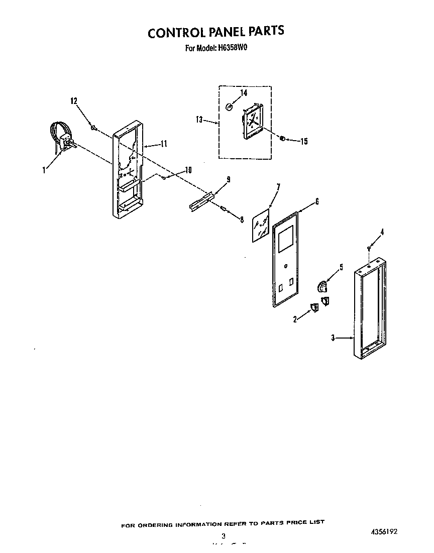 Roper H6358*0 control panel diagram