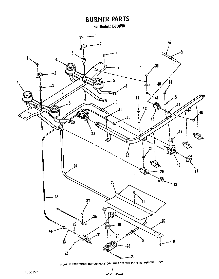 Roper H6358*0 burner diagram