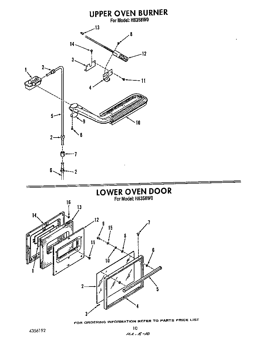 Roper H6358*0 lower oven door diagram