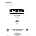 Roper H8858*1 front cover diagram