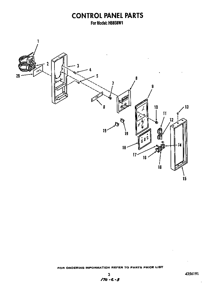 Roper H8858W1 control panel diagram