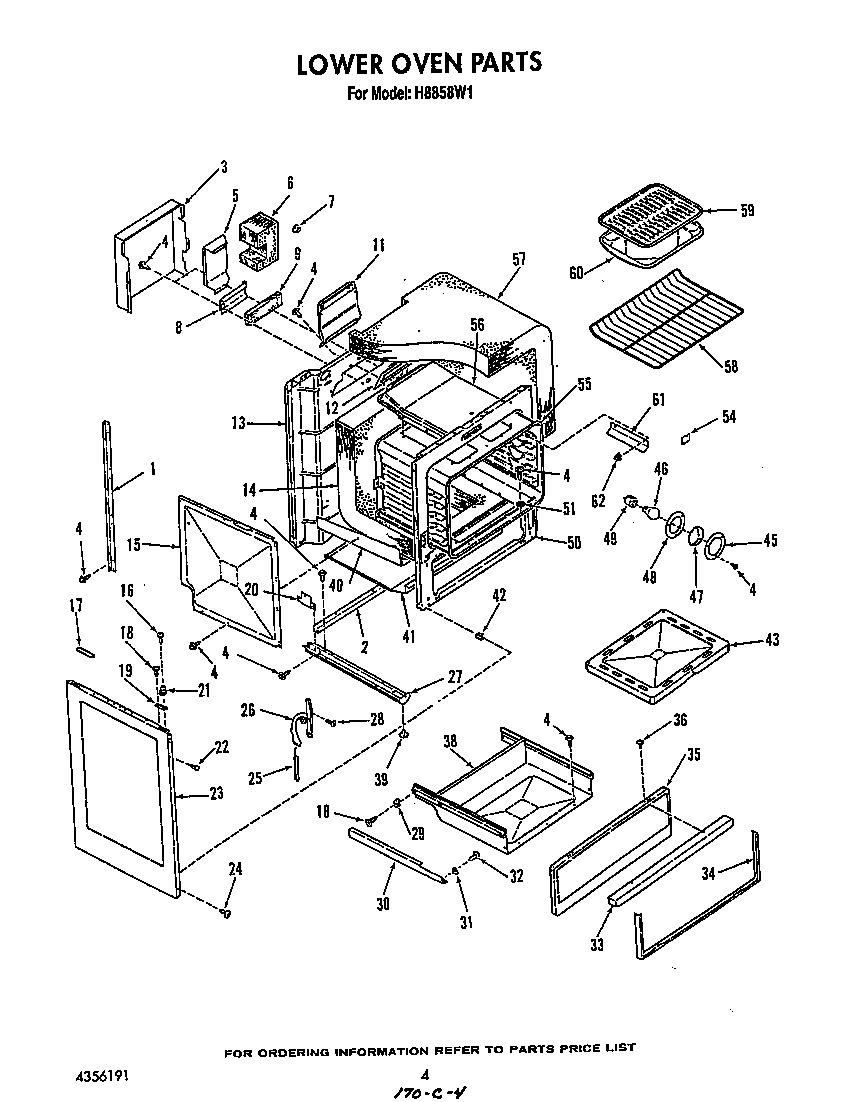Roper H8858W1 lower oven diagram