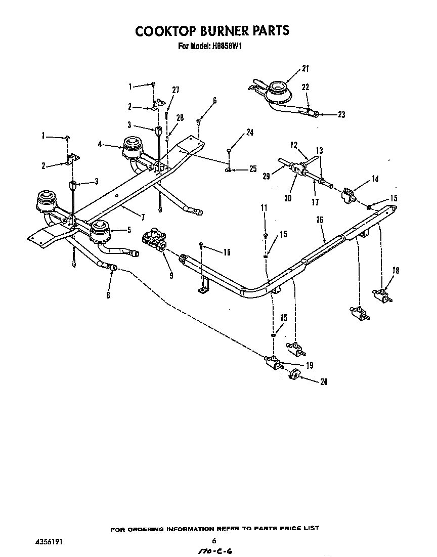 Roper H8858W1 cook top burner diagram