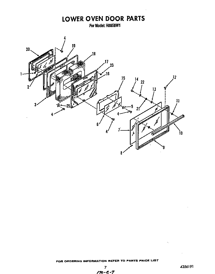 Roper H8858W1 lower oven door diagram