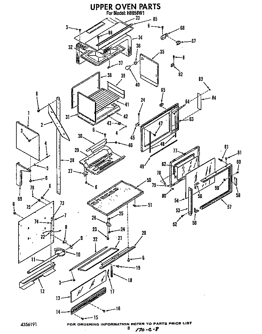 Roper H8858W1 upper oven diagram