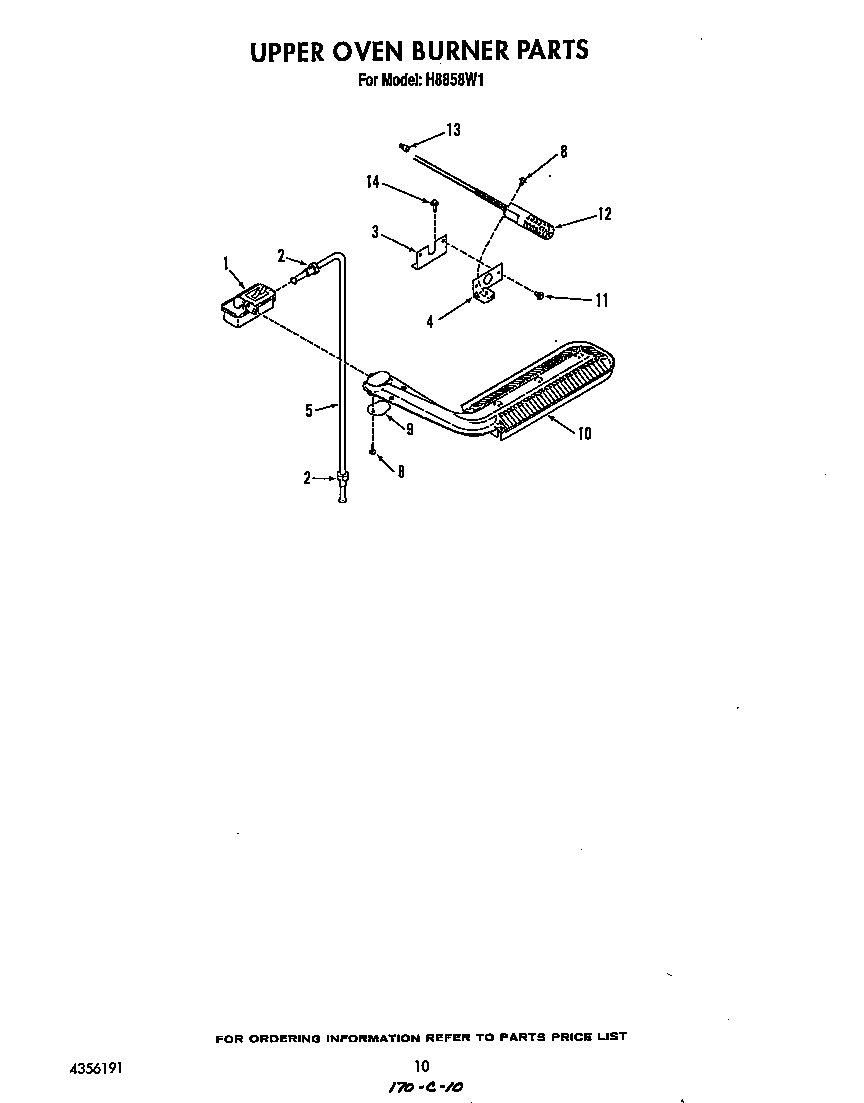 Roper H8858W1 upper oven burner diagram