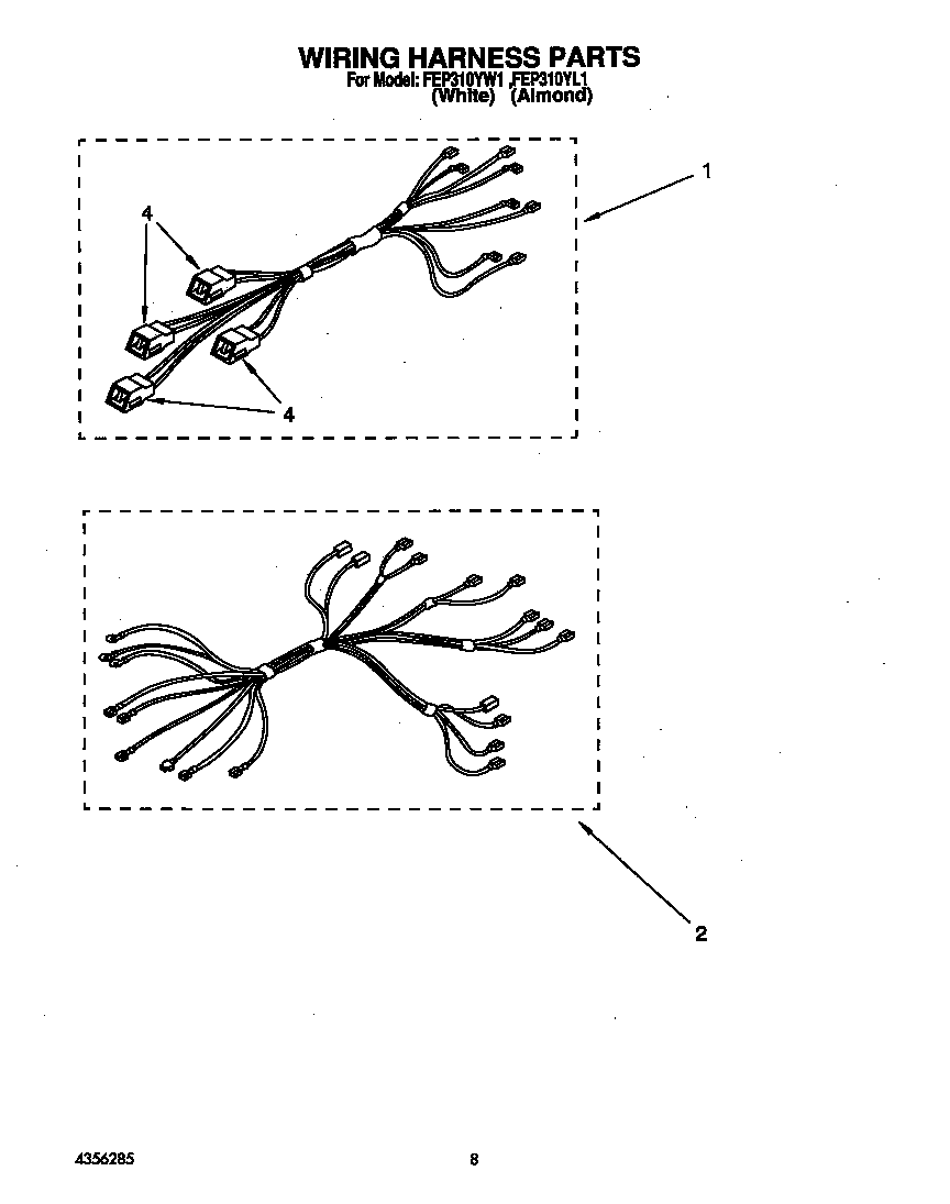 Roper FEP310YW1 wiring harness diagram