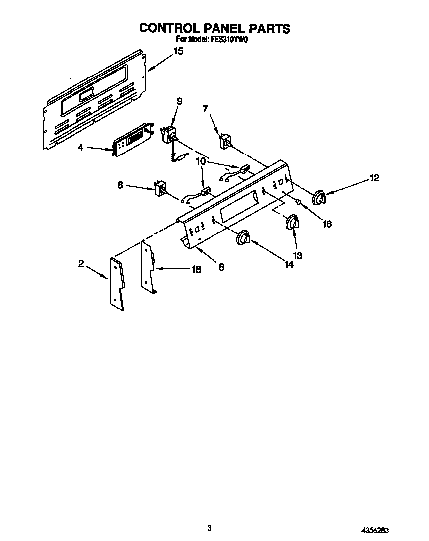 Roper FES310YW0 control panel diagram