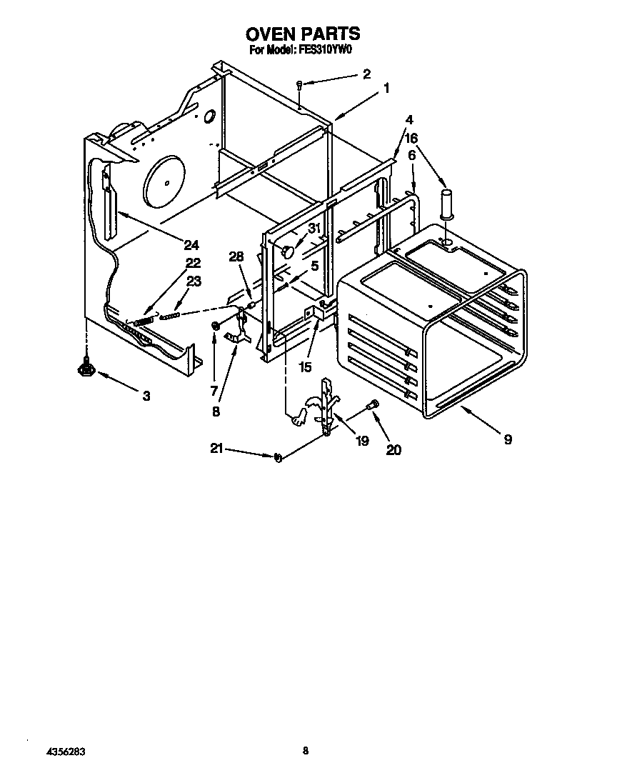 Roper FES310YW0 oven diagram