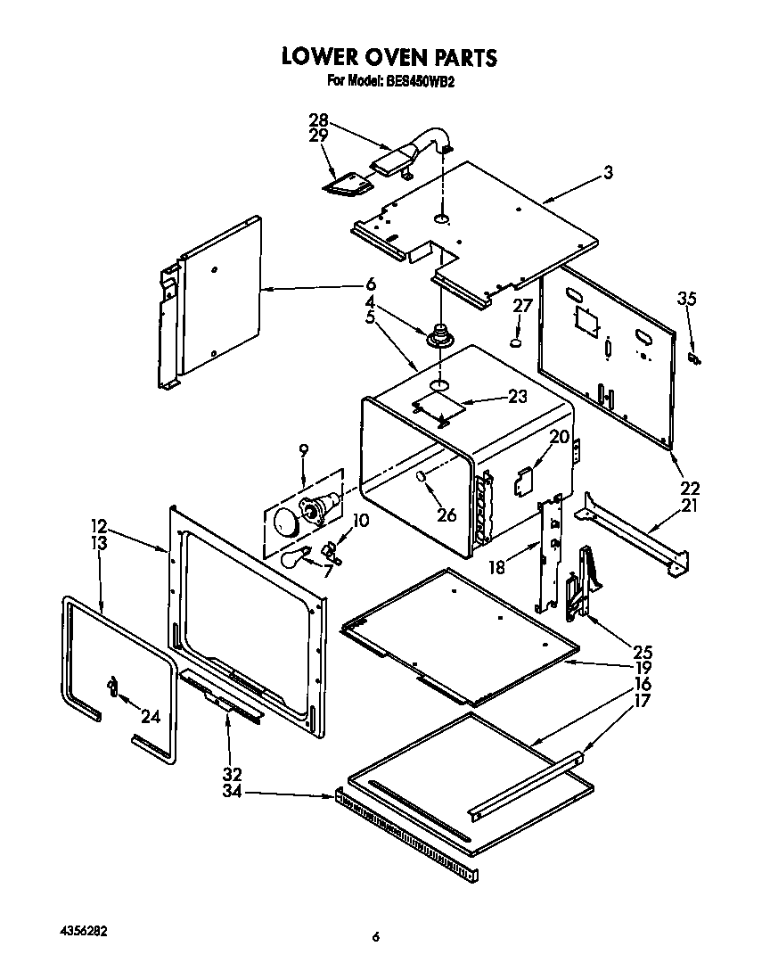 Roper BES450WB2 lower oven diagram