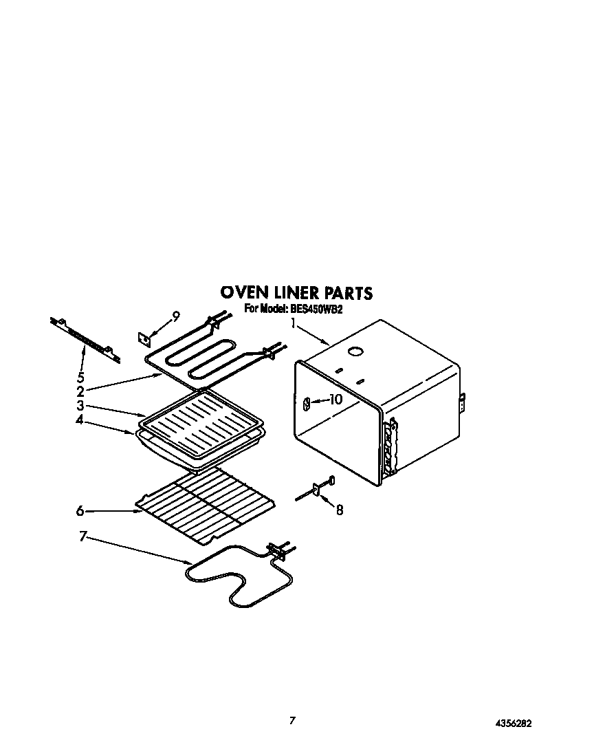 Roper BES450WB2 oven liner diagram