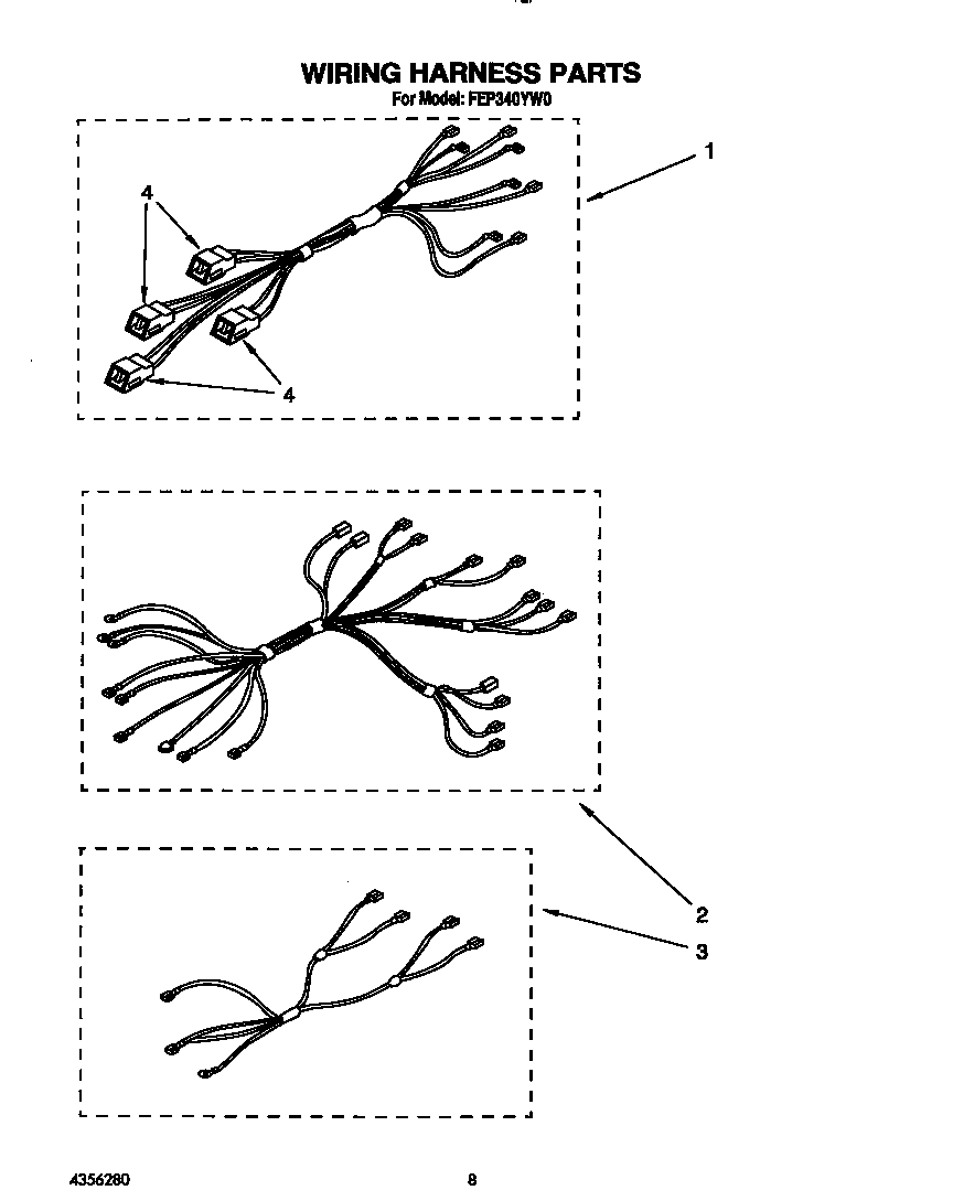 Roper FEP340YW0 wiring harness diagram