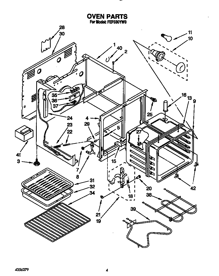Roper FEP330YW0 oven diagram