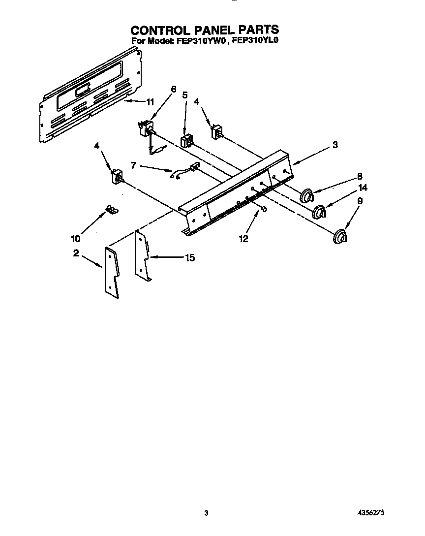 Roper FEP310YW0 control panel diagram
