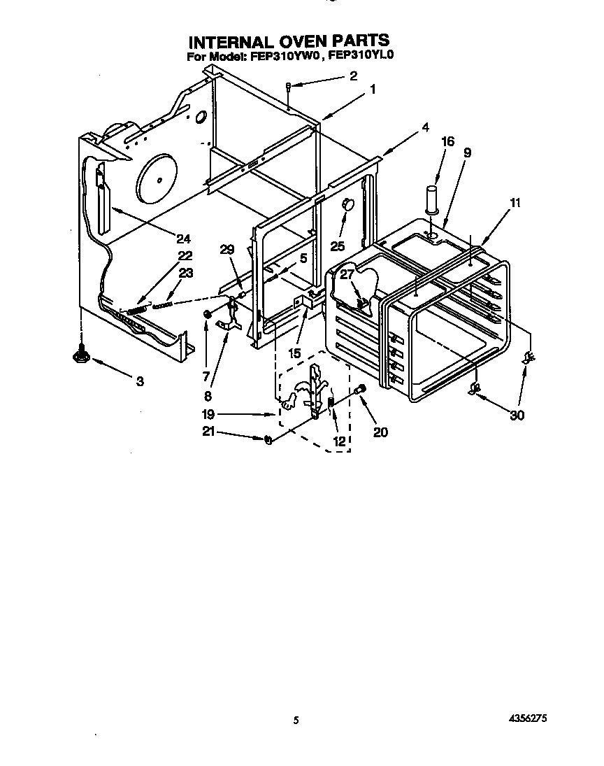 Roper FEP310YW0 internal oven diagram