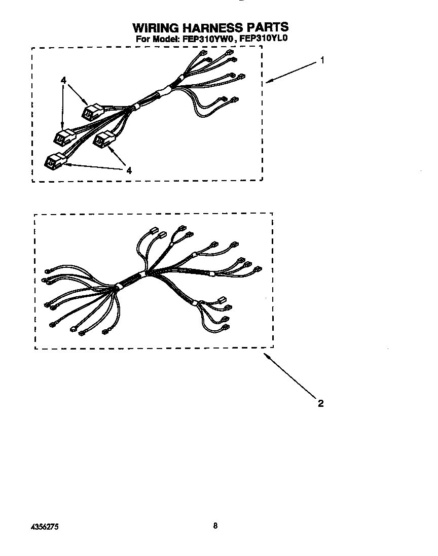 Roper FEP310YW0 wiring harness diagram