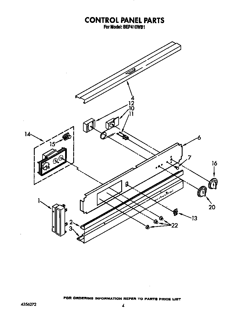 Roper BEP410WB1 control panel diagram
