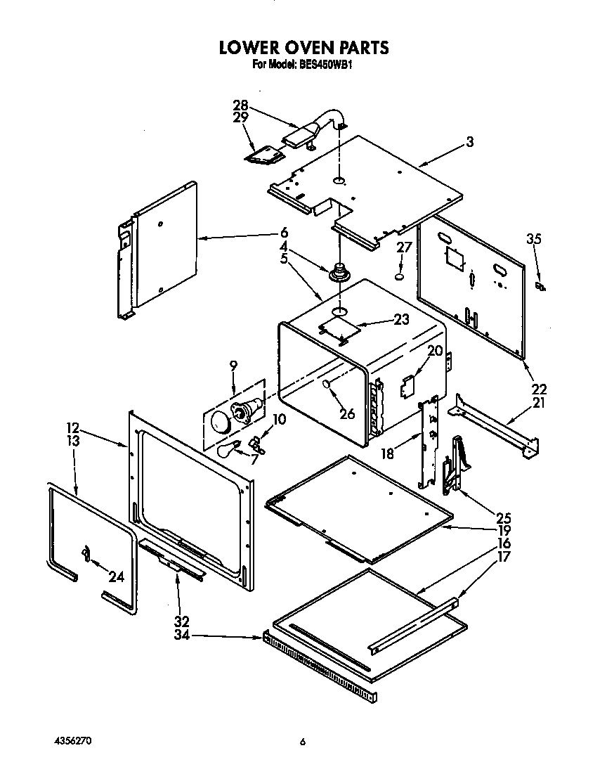 Roper BES450WB1 lower oven diagram