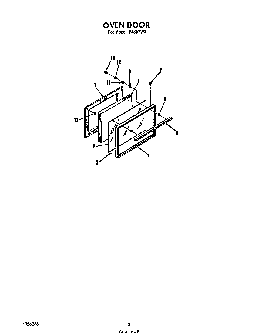 Roper F4357*2 oven door diagram