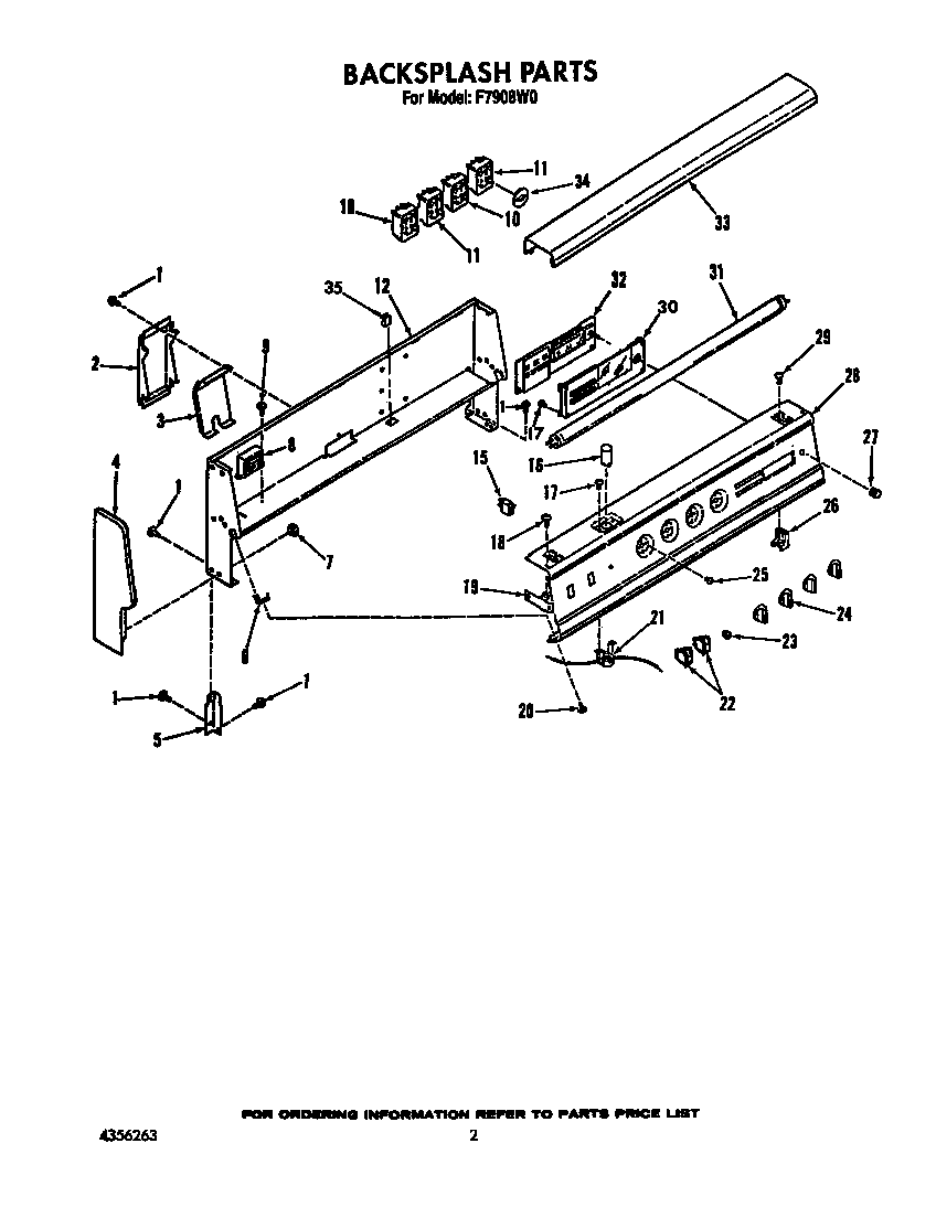 Roper F7908W0 backsplash diagram