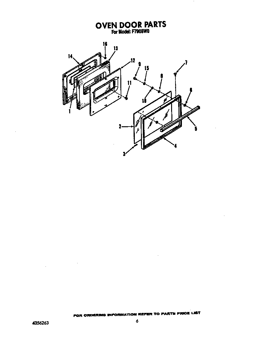 Roper F7908W0 oven door diagram