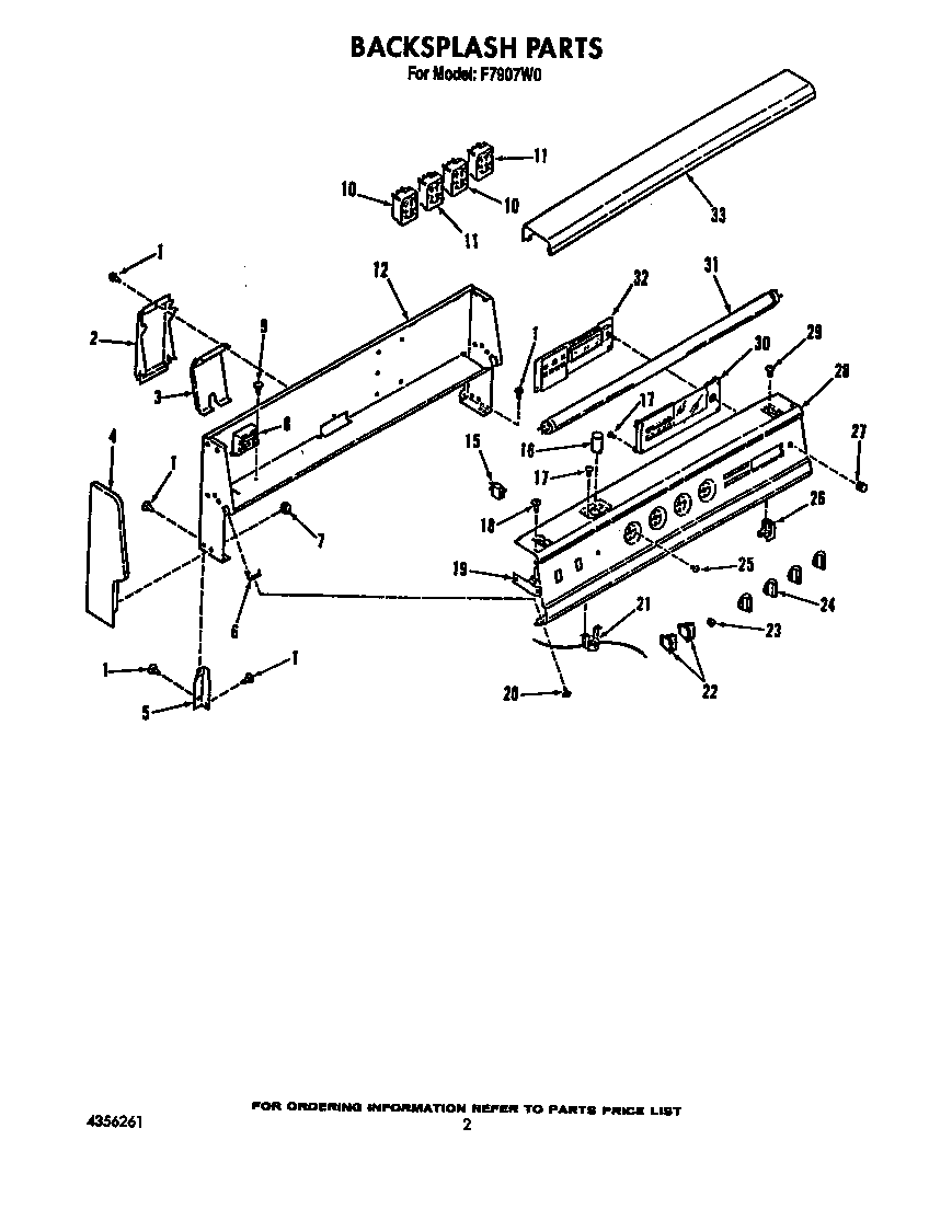 Roper F7907W0 backsplash diagram