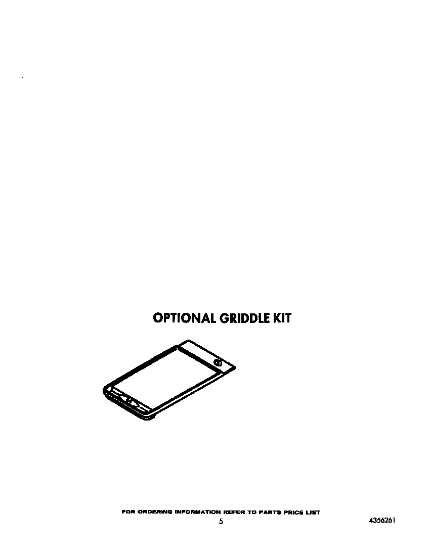 Roper F7907W0 optional griddle diagram