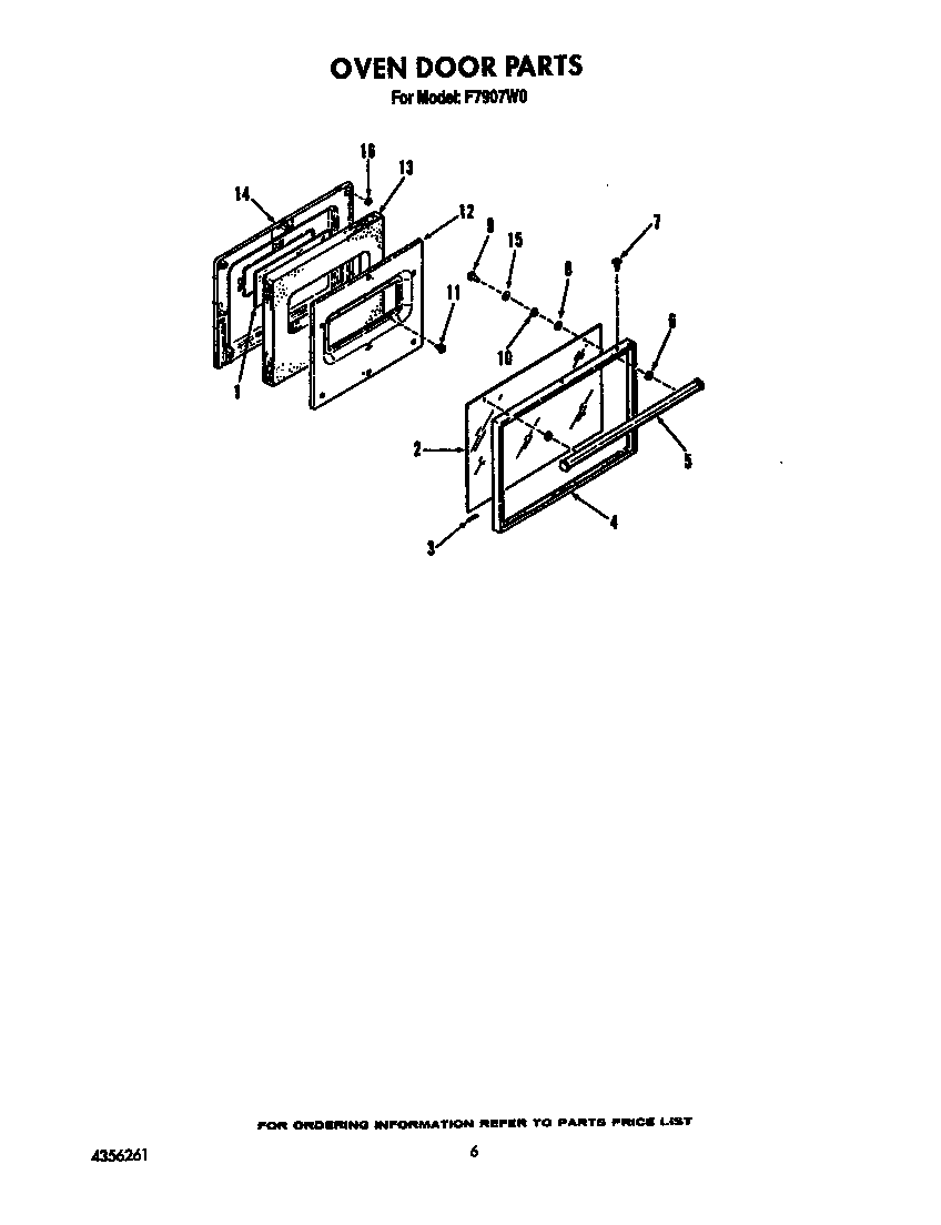 Roper F7907W0 oven door diagram