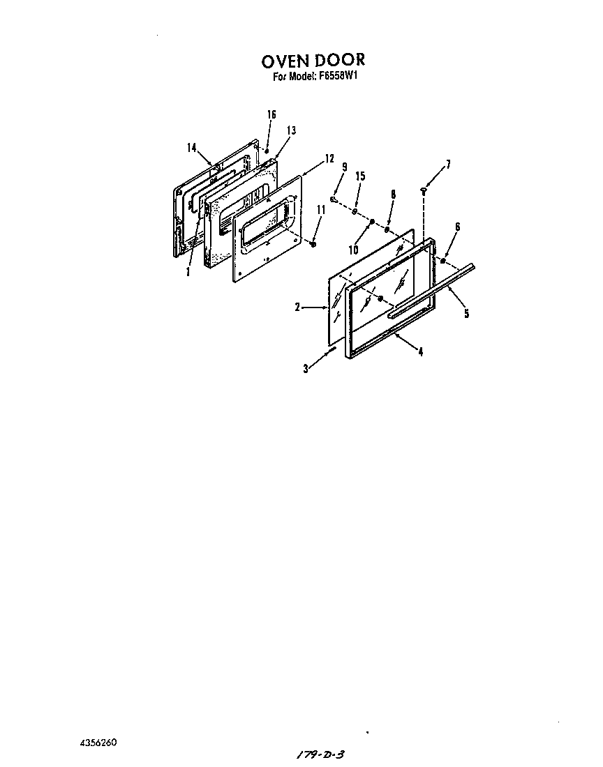 Roper F6558W1 oven door diagram