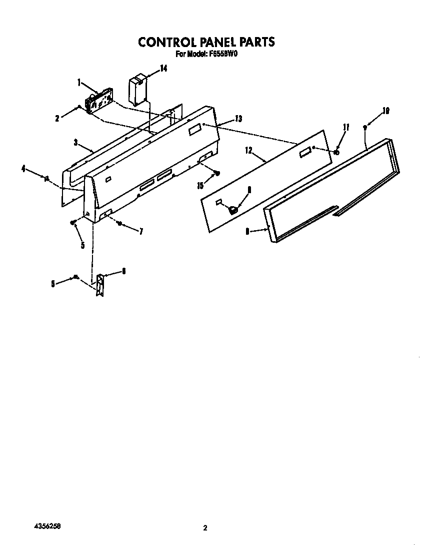 Roper F6558W0 control panel diagram