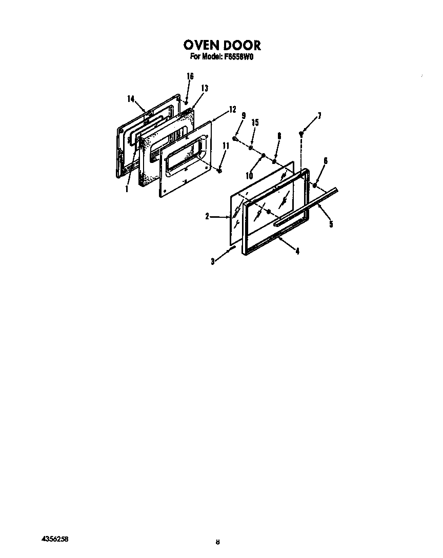 Roper F6558W0 oven door diagram