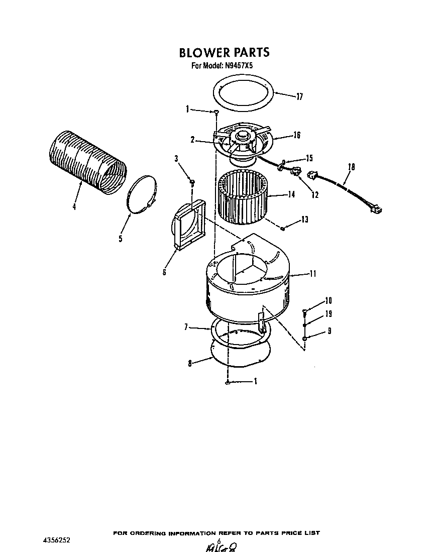 Roper N9457X5 blower diagram