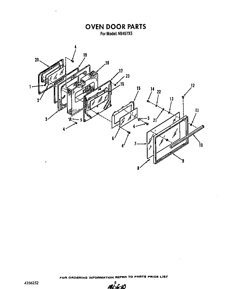 Roper N9457X5 oven door diagram