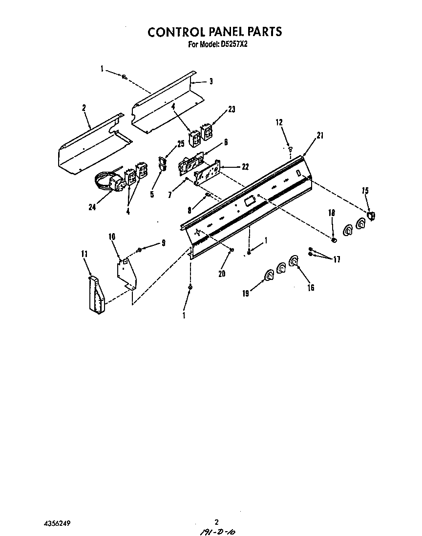 Roper D5257*2 control panel diagram