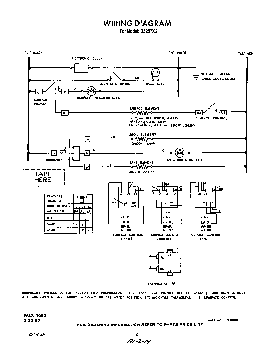 Roper D5257*2 wiring diagram diagram