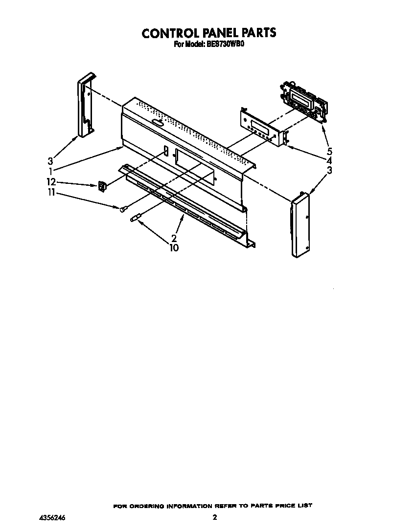 Roper BES730WB0 control panel diagram