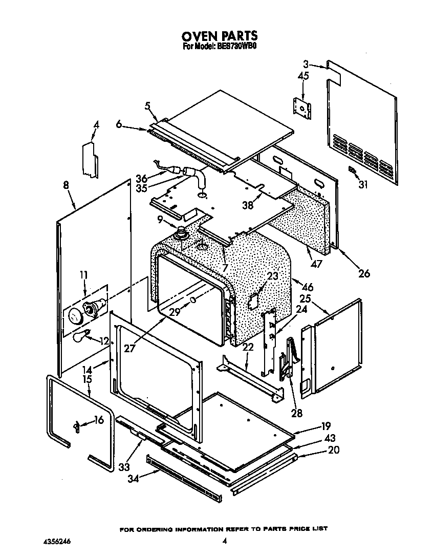 Roper BES730WB0 oven diagram