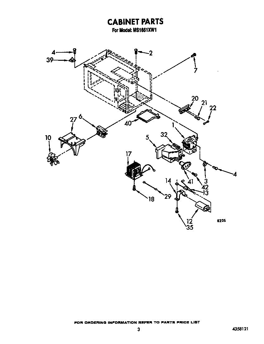 Whirlpool MS1651XW1 cabinet diagram