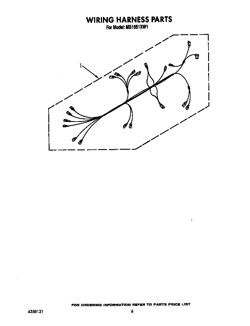 Whirlpool MS1651XW1 wiring harness diagram