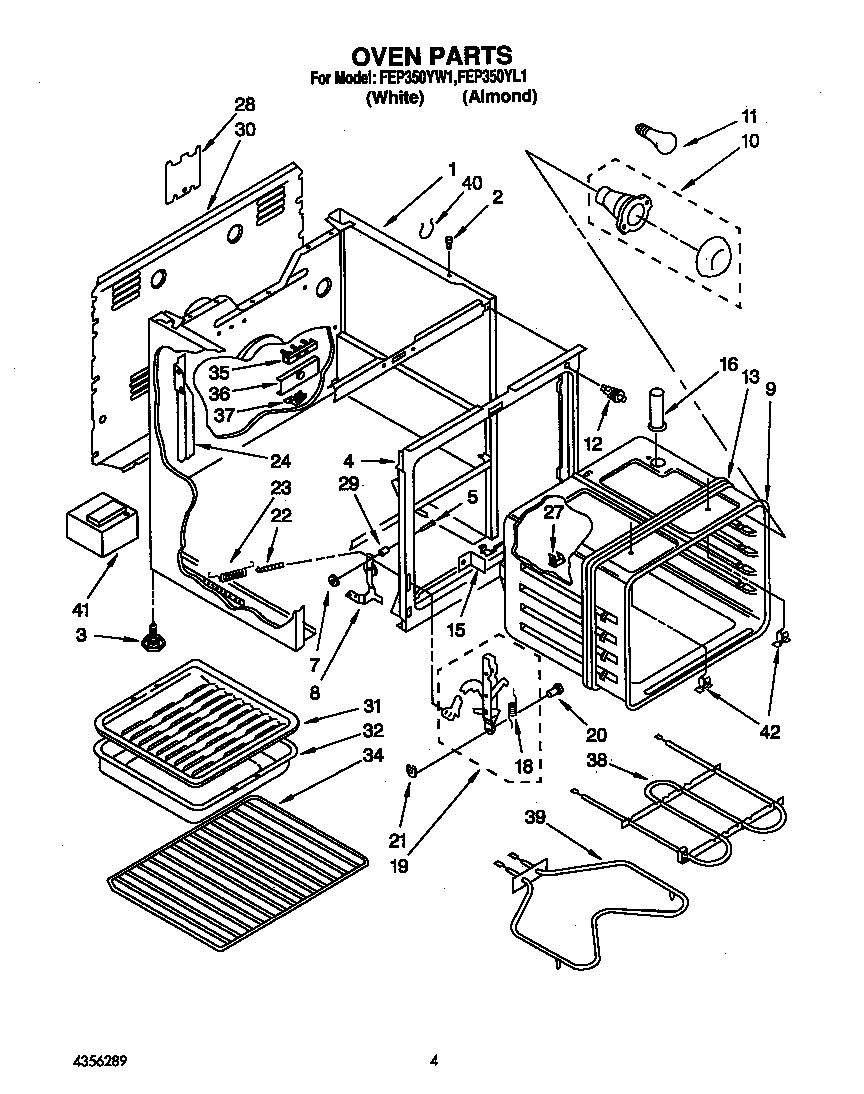 Roper FEP350YW1 oven diagram