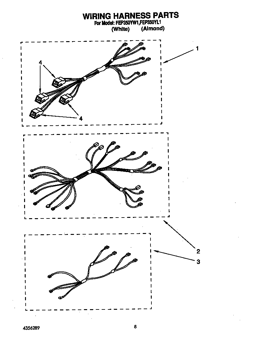 Roper FEP350YW1 wiring harness diagram