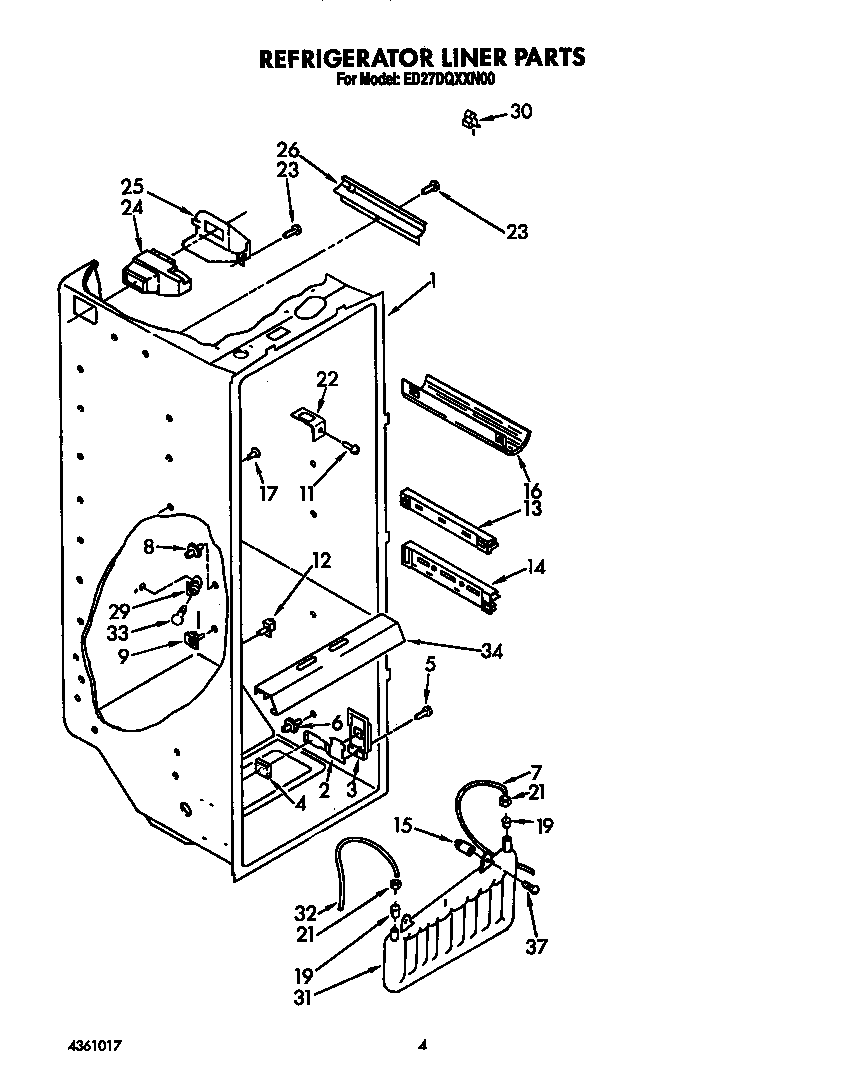 Whirlpool ED27DQXXW00 refrigerator liner diagram