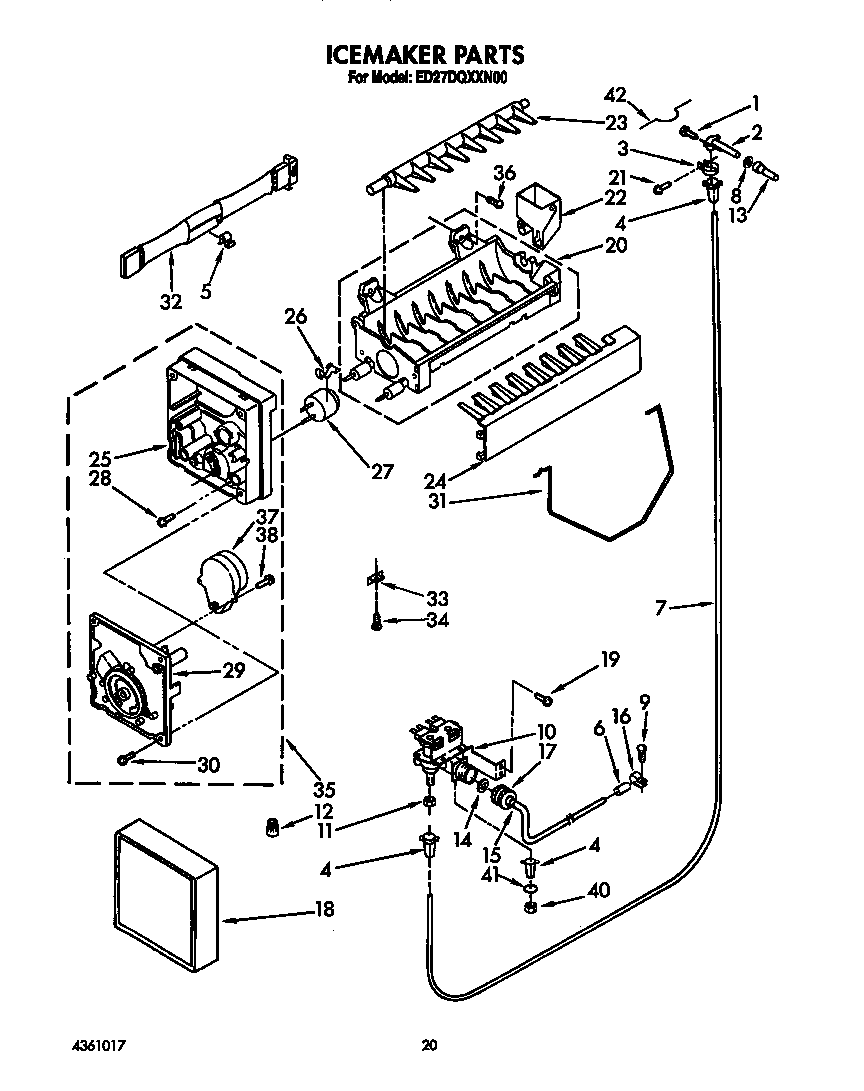 Whirlpool ED27DQXXW00 icemaker diagram