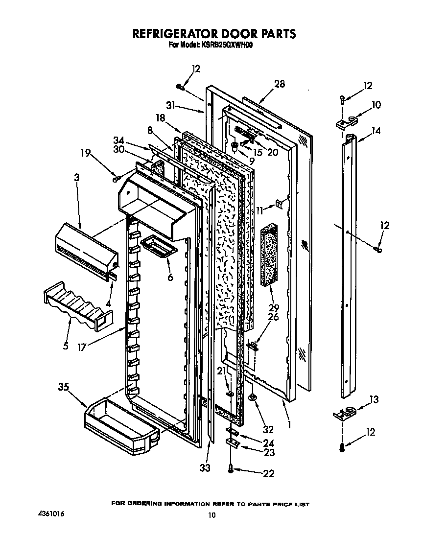 KitchenAid KSRB25QXWH00 refrigerator door diagram