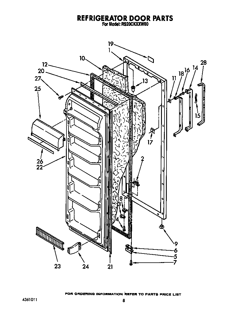 Roper RS20CKXXW00 refrigerator door diagram