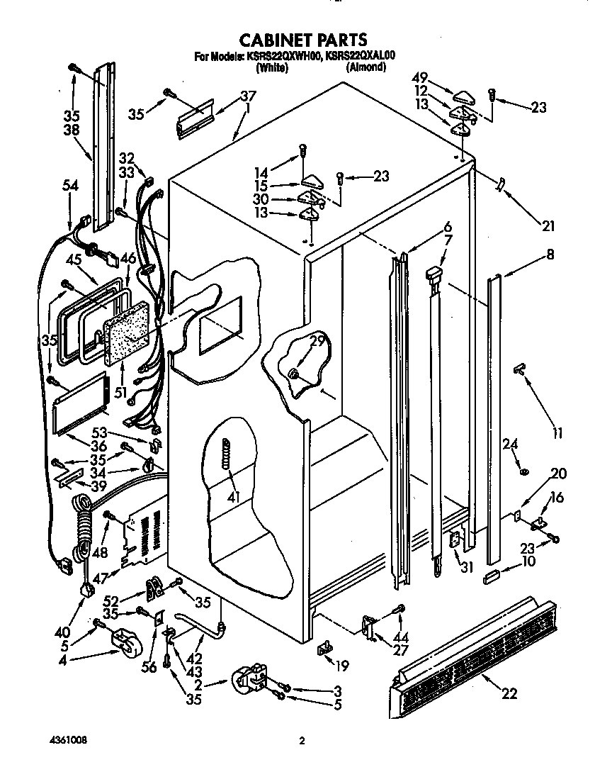 KitchenAid KSRS22QXWH00 cabinet diagram